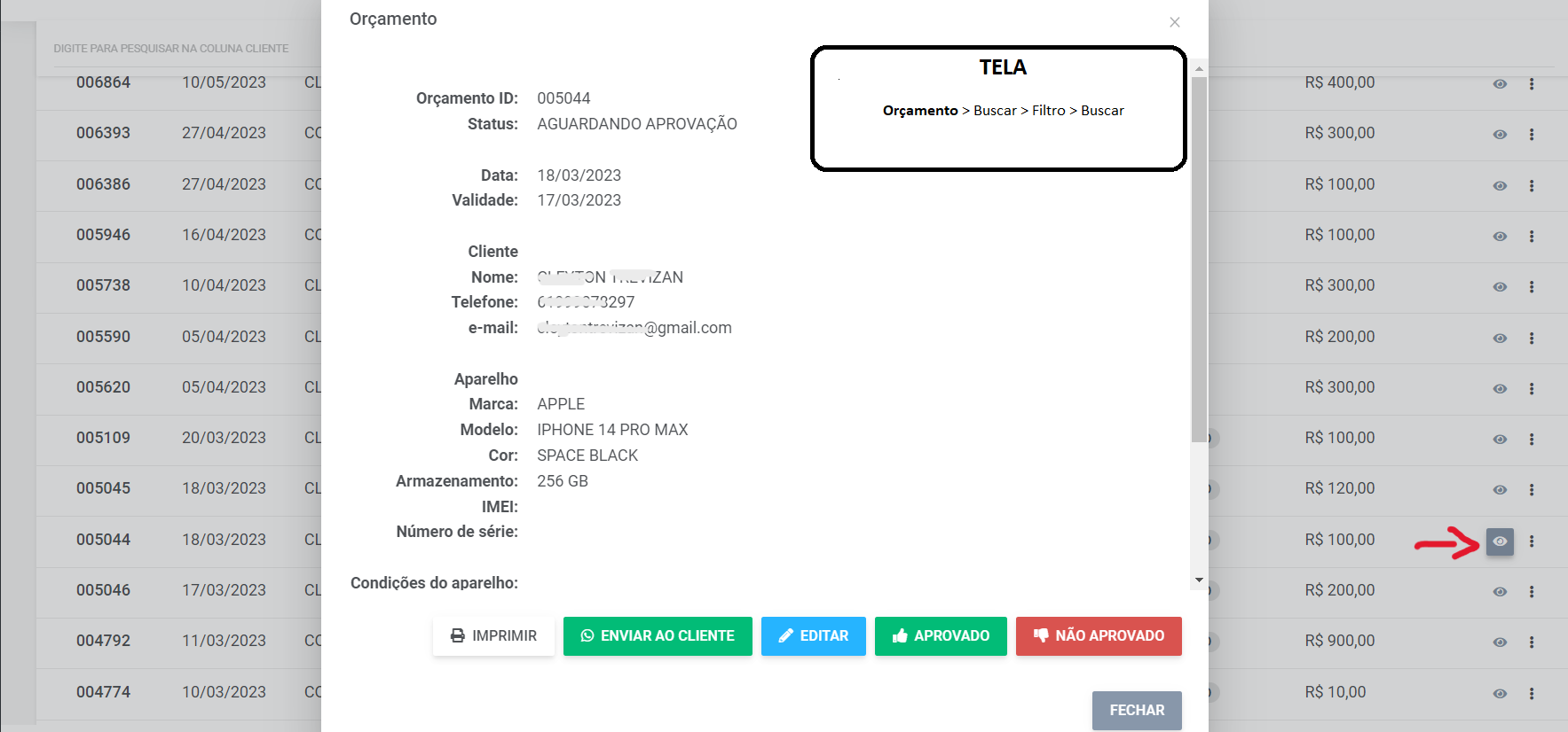 Orçamento Single